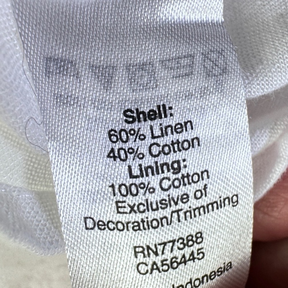 J.Crew Tank Blouse Womens 8 White Blue Floral Embroidered Linen Cotton Peasant - Picture 7 of 9